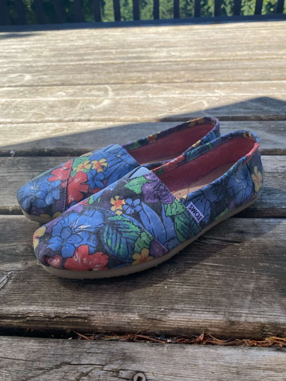 2 for $30 | Toms Faded Tropical Floral Canvas Slip-Ons